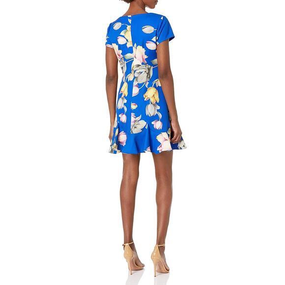 New! Adrianna Papell Women's Tulip Printed Flounce Dress, plus size 16W - Picture 3 of 16